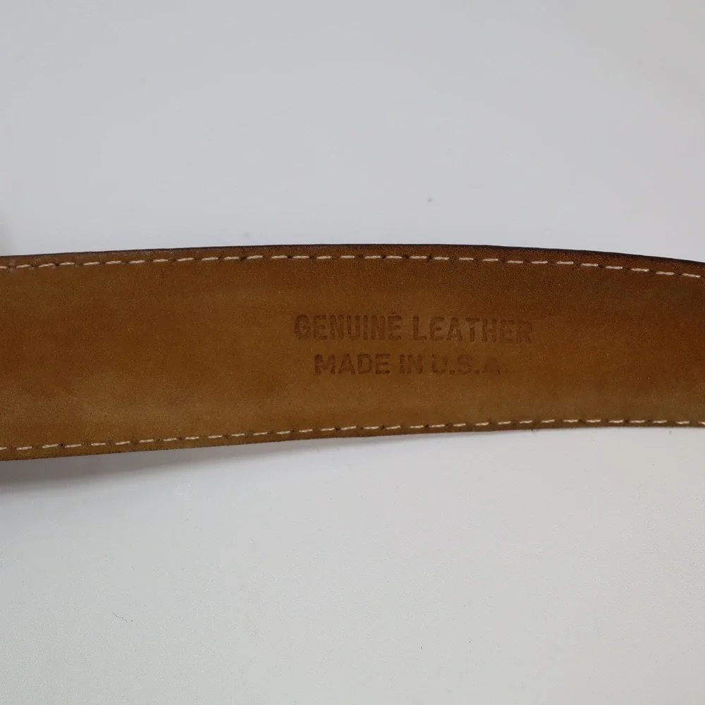 PETER MILLAR Leather Casual Dress Belt Solid Dark Brown Mens Size 42 USA Made
